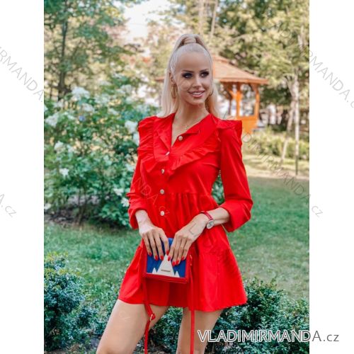Sommer Langarm Blumenkleid mit Rüschen Frauen (UNI S / L) ITALIENISCHE MODE IMK20154
