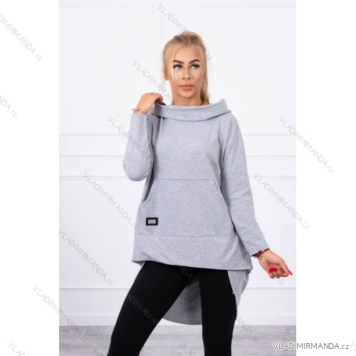 Bluza z długim tyłem i kapturem szara