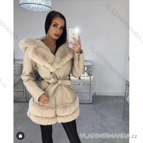 Jacke Winterjacke mit Kapuze und Fell Damen Übergröße (46-54) POLISH FASHION BLI19YP-18057-12