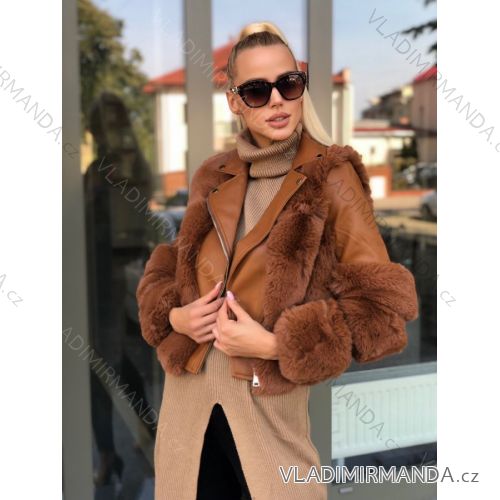 Jacke Winterjacke mit Kapuze und Fell Damen Übergröße (46-54) POLISH FASHION BLI19YP-18057-12