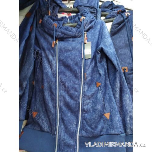 Mikina prodloužená dlouhý rukáv na zip s kapucí dámská (UNI L/XXL) ITALSKÁ MÓDA IM4201228