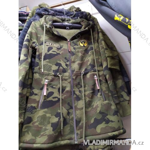 Mikina prodloužená dlouhý rukáv na zip s kapucí dámská (UNI L/XXL) ITALSKÁ MÓDA IM4201228