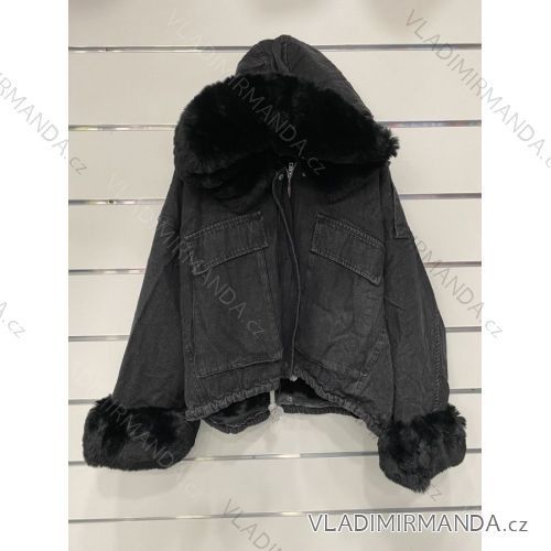 Jacke Winterjacke mit Kapuze und Fell Damen Übergröße (46-54) POLISH FASHION BLI19YP-18057-12