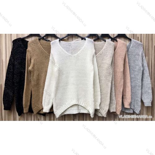 Svetr pletený teplý dlouhý rukáv dámský (UNI S/L) ITALSKÁ MÓDA IMP20022