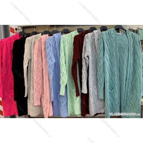 Strickjacke gestrickte lange Ärmel Damen (uni sl) ITALIENISCHE MODA IMWA20164