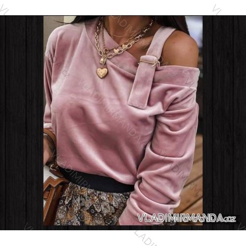 Tričko elegantní sametové dlouhý rukáv dámské (UNI S/L) ITALSKÁ MÓDA IMWA20884