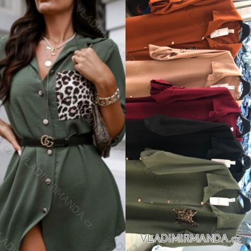 Šaty elegantní semišové dlouhý rukáv dámské (UNI S/L) ITALSKÁ MÓDA IMWA20873