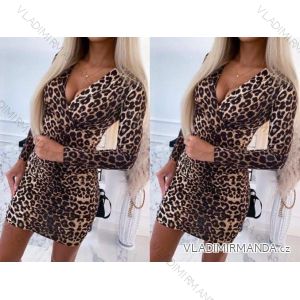 Šaty elegantní semišové dlouhý rukáv dámské (UNI S/L) ITALSKÁ MÓDA IMWA20873