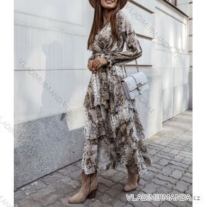 Šaty elegantní semišové dlouhý rukáv dámské (UNI S/L) ITALSKÁ MÓDA IMWA20873