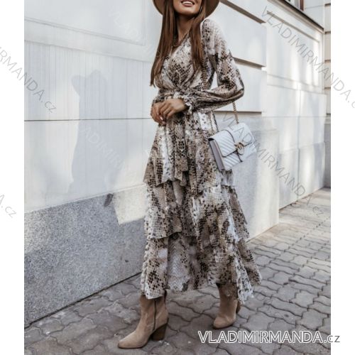 Šaty elegantní semišové dlouhý rukáv dámské (UNI S/L) ITALSKÁ MÓDA IMWA20873