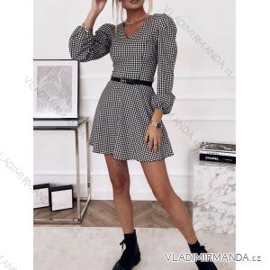 Šaty elegantní semišové dlouhý rukáv dámské (UNI S/L) ITALSKÁ MÓDA IMWA20873