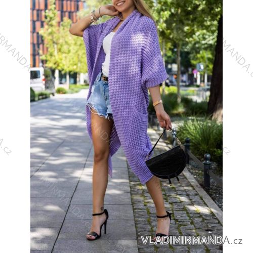 Strickjacke gestrickt dünne Feder Langarm Frauen (UNI S / L) ITALIENISCHE MODE IMK20110