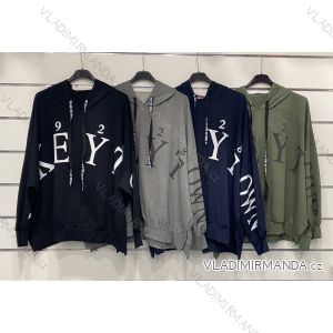 Tunika/mikina dlouhý rukáv s kapucí dámská (S/M/L ONE SIZE) ITALSKÁ MÓDA IMK20823