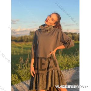 Kleid mit 3/4 Ärmeltasche für Damen (uni sl) ITALIAN Fashion IM3181746