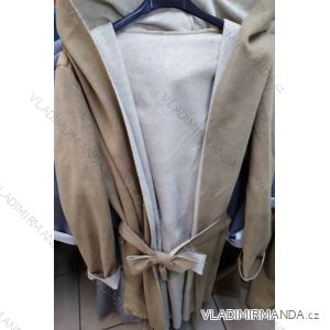 Damen Langarm Mantel Fleece mit Kapuze (uni sl) ITALIAN FASHION IM419888