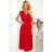 315-3 EMILY Faltenkleid mit Rüschen und Ausschnitt - rot