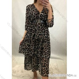 Šaty elegantní semišové dlouhý rukáv dámské (UNI S/L) ITALSKÁ MÓDA IMWA20873