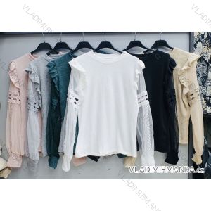 Tričko elegantní dlouhý rukáv dámské (UNI S/M) ITALSKÁ MÓDA IMM20954
