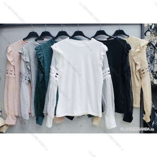 Tričko elegantní dlouhý rukáv dámské (UNI S/M) ITALSKÁ MÓDA IMM20954