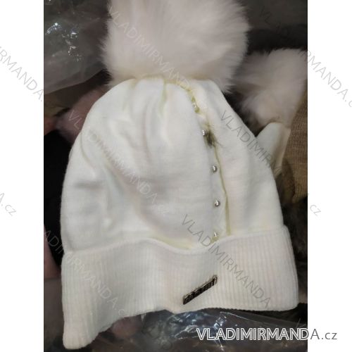 Damenmütze mit Steinen (uni) WOOLK POLAND PV417027