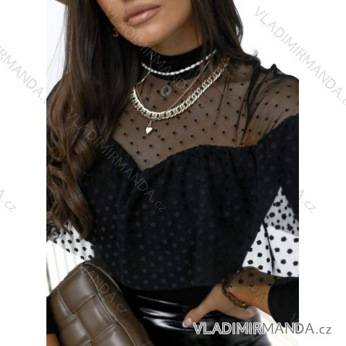 Tričko elegantní dlouhý rukáv dámské (UNI S/M) ITALSKÁ MÓDA IMM20954