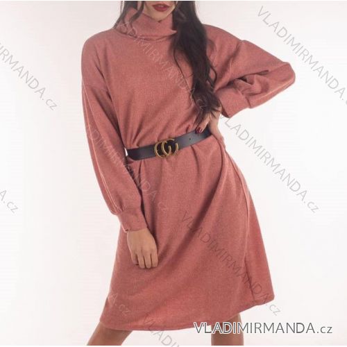 Elegantes Kleid mit Rollkragen-Langarm-Damen (S / M ONE SIZE) ITALIENISCHE MODE IMM20H1407-71