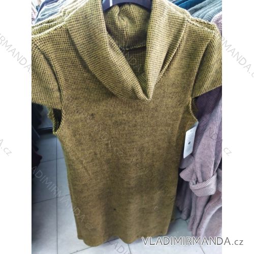 Damen Langarm Rollkragen Kleid (uni s-l) ITALIENISCHE MODE IM720011