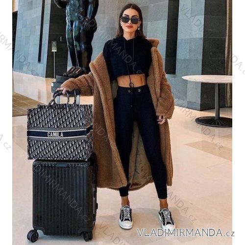 Kabát kožíšek teddy dlouhý rukáv na knoflíčky dámský (S/M/L ONE SIZE) ITALSKÁ MÓDA IMWG20220