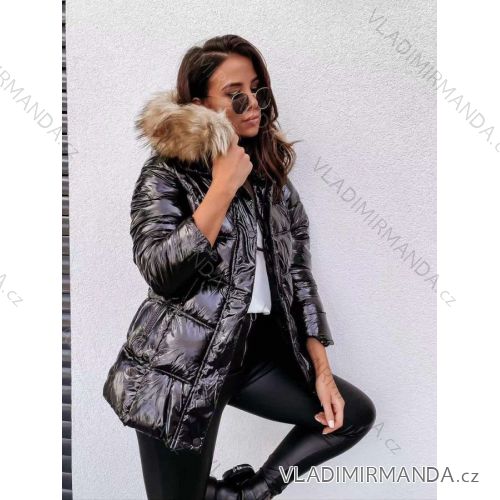 Jacke Winterjacke mit Kapuze und Fell Damen Übergröße (46-54) POLISH FASHION BLI19YP-18057-12