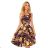 114-13 Ausgestelltes Kleid - herzförmiger Ausschnitt - Goldene Blätter