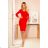327-2 Elegantes Kleid mit Rüschen und Ausschnitt - rot