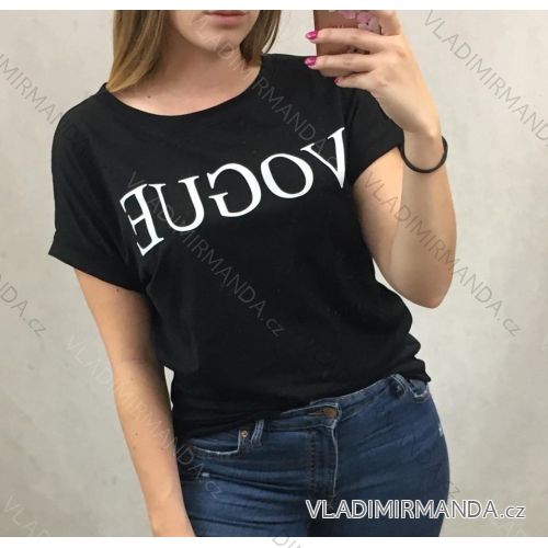 T-Shirt Kurzarm Damen (uni l-2xl) ITALIENISCHE Mode IM11736 weiß S / M / L eine Größe