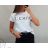 T-Shirt Kurzarm Damen (uni l-2xl) ITALIENISCHE Mode IM11736 weiß S / M / L eine Größe