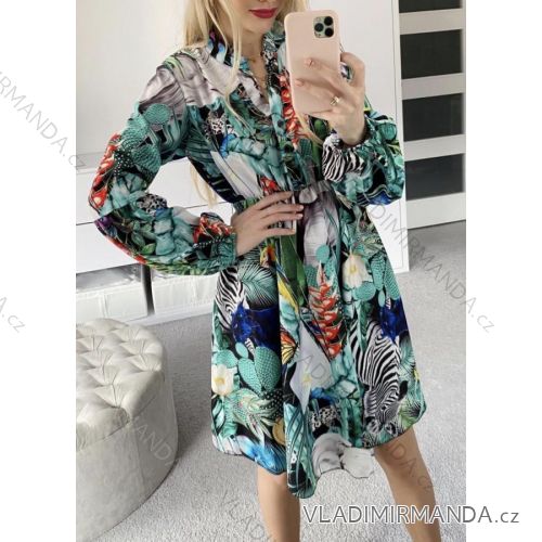 Sommerkleid Langarm geblümte Damen (UNI S / L) ITALIAN FASHION IMK20150