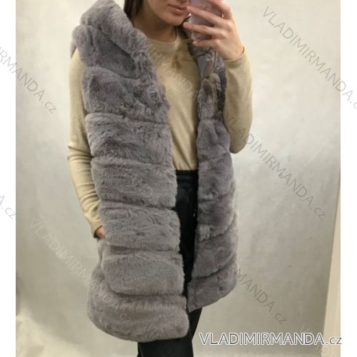 Damenfellweste mit Kapuze (Einheitsgröße s / l) ITALIAN FASHION IMT2031120 S/L one size schwarz
