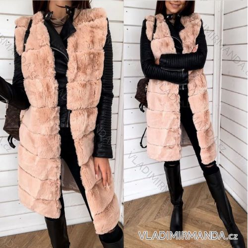 Damen Pelzweste (EINZEL-GRÖSSE) TURKISH FASHION TM11919310 L / XL Grau