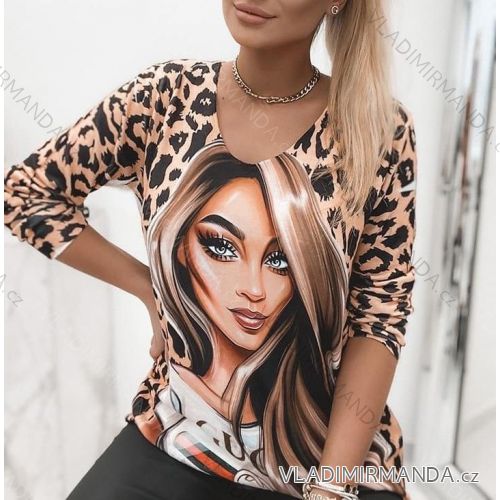 T-Shirt elegante Langarm Frauen (S / M ONE SIZE) ITALIENISCHE MODE IMWK21008