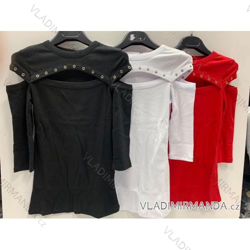 T-Shirt elegante Langarm Frauen (S / M ONE SIZE) ITALIENISCHE MODE IMWK21008