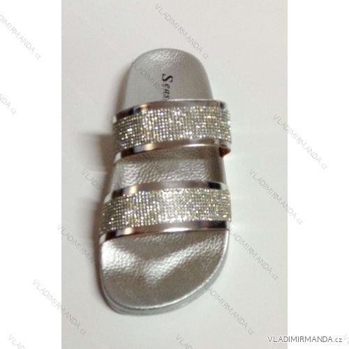 Hausschuhe mit Sommersteinen (36-41) T335P/D Silber 37
