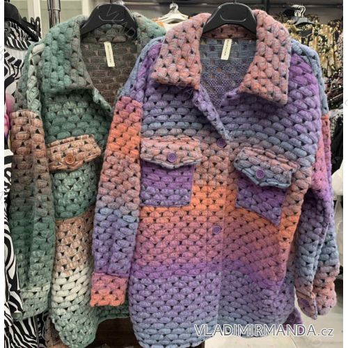 Kabát flaušový teplý dlouhý dámský (UNI S/M) ITALSKÁ MÓDA IMD20159