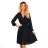 313-7 ISABELLE Faltenkleid mit Ausschnitt und Langarm - schwarz