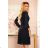 313-7 ISABELLE Faltenkleid mit Ausschnitt und Langarm - schwarz