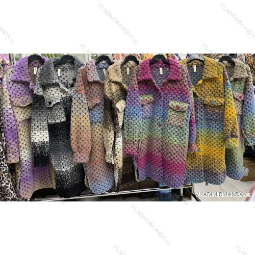 Kabát flaušový teplý dlouhý dámský (UNI S/M) ITALSKÁ MÓDA IMD20159