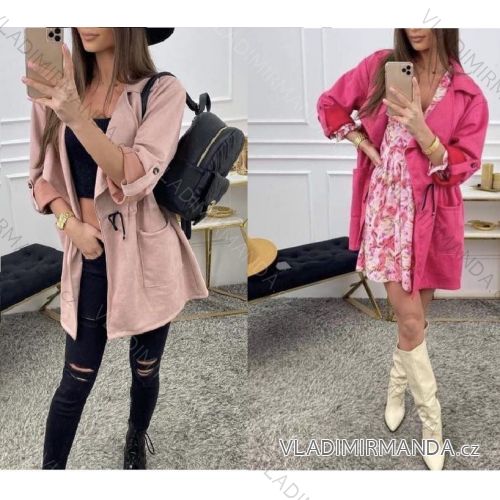 Kabát flaušový teplý dlouhý dámský (UNI S/M) ITALSKÁ MÓDA IMD20159