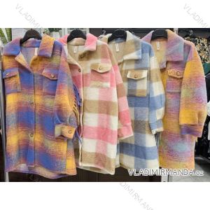 Kabát flaušový teplý dlouhý dámský (UNI S/M) ITALSKÁ MÓDA IMD20159