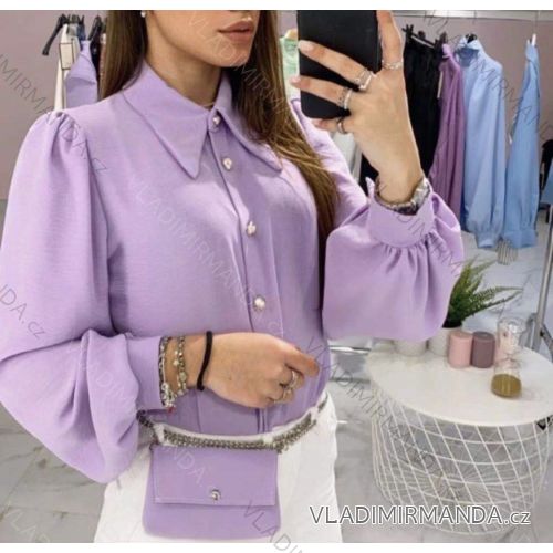 Bluse 3/4 Ärmel mit Knöpfen (uni sl) ITALIENISCHE Mode IMM20206