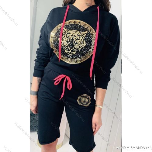 Set Hoodie Langarm und Jogginghose 3/4 kurze Frauen (UNI S / L) TURKISH FASHION IMK20141