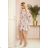 305-1 ZOE dünnes Kleid mit Ausschnitt - bunte Blumen auf hellem Hintergrund