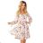 305-1 ZOE dünnes Kleid mit Ausschnitt - bunte Blumen auf hellem Hintergrund