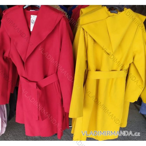 Damen Langarm Mantel Fleece mit Kapuze (uni sl) ITALIAN FASHION IM419888